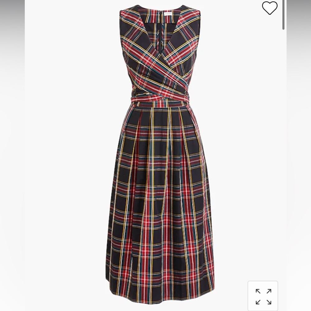 J Crew Tartan V-neck wrap dress